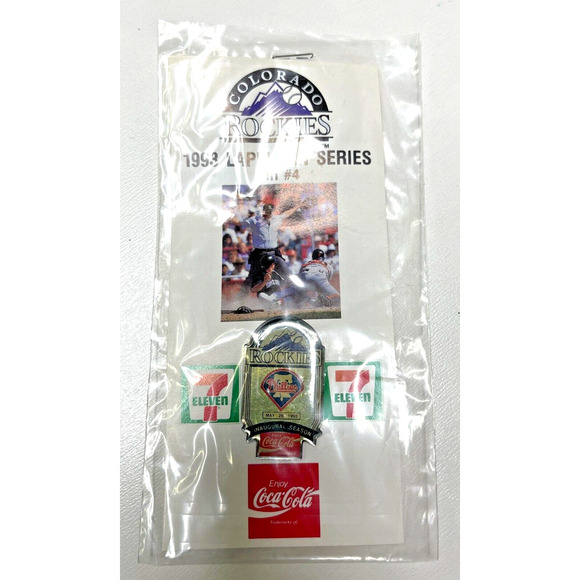 Colorado Rockies 1993 Lapel Pin #4 Phillies Inaugural Season Coca Cola Series - Picture 2 of 3
